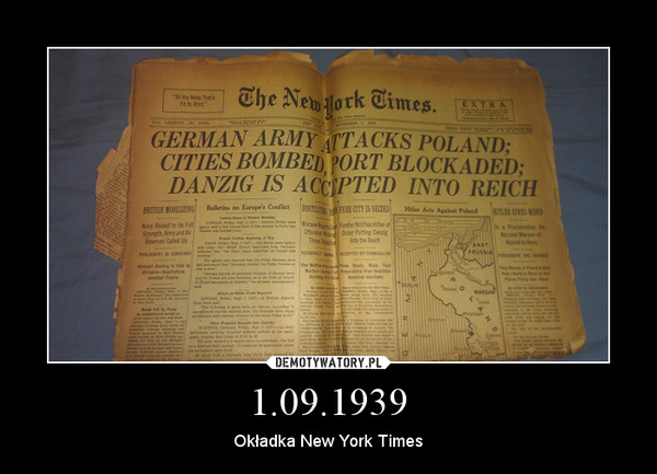 1.09.1939 – Okładka New York Times 