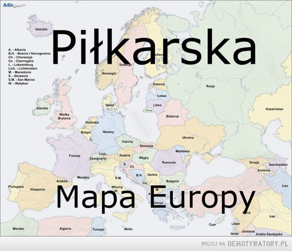 Piłkarska mapa Europy –  