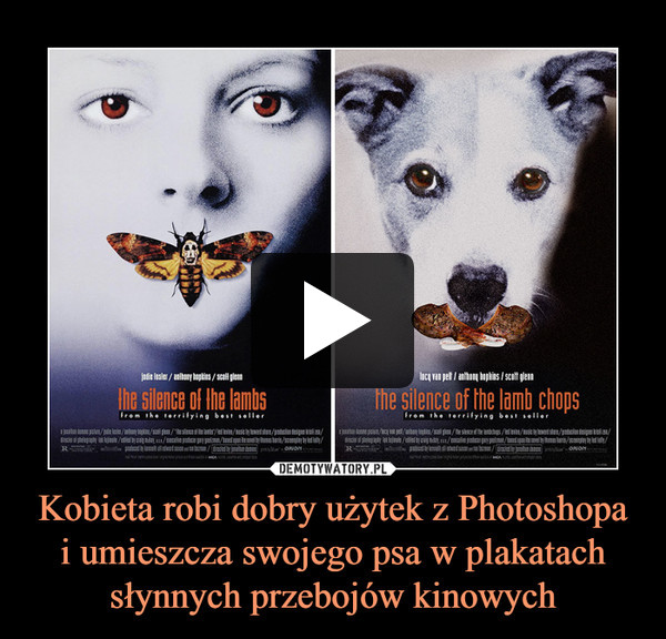 Kobieta robi dobry użytek z Photoshopa i umieszcza swojego psa w plakatach słynnych przebojów kinowych –  