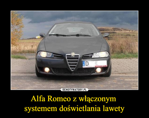 Alfa Romeo z włączonym systemem doświetlania lawety –  