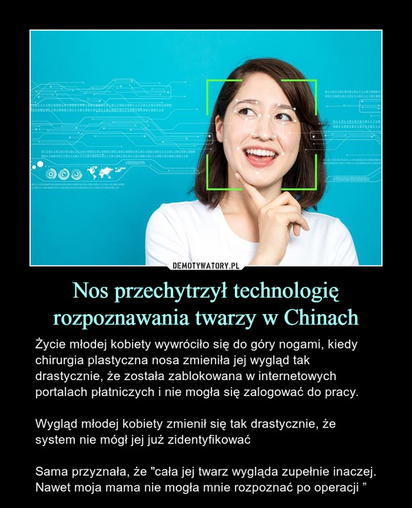 Nos przechytrzył technologię rozpoznawania twarzy w Chinach