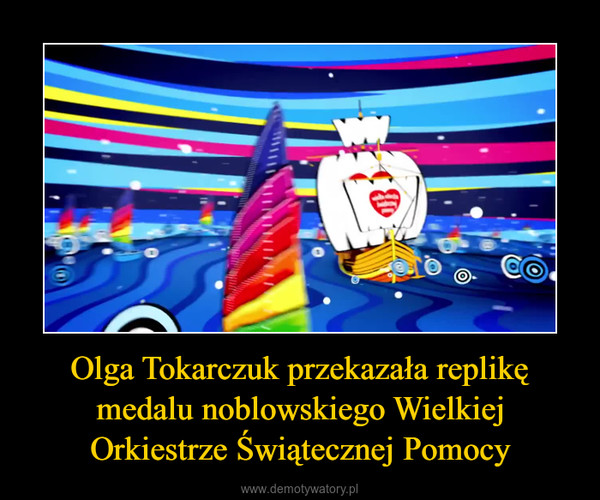Olga Tokarczuk przekazała replikę medalu noblowskiego Wielkiej Orkiestrze Świątecznej Pomocy –  