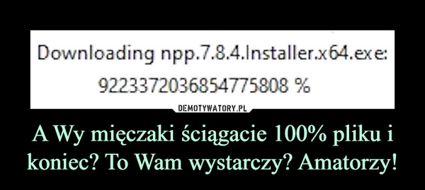 A Wy mięczaki ściągacie 100% pliku i koniec? To Wam wystarczy? Amatorzy! –  