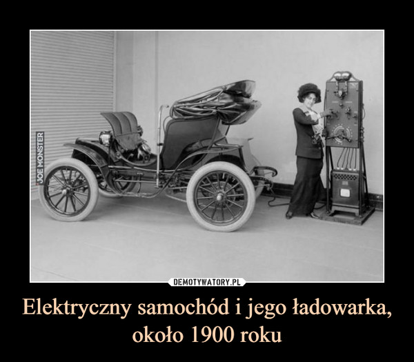 Elektryczny samochód i jego ładowarka, około 1900 roku –  