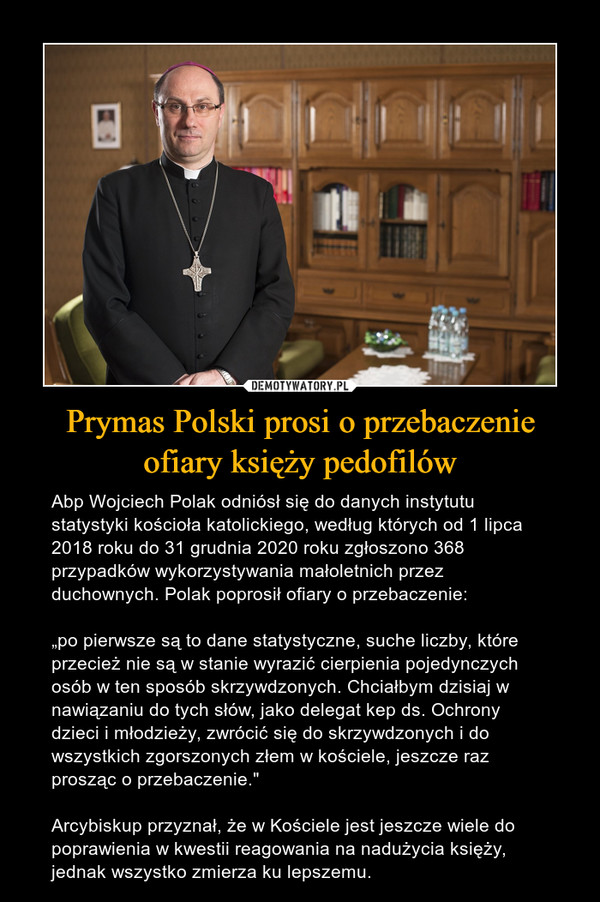 Prymas Polski prosi o przebaczenie ofiary księży pedofilów