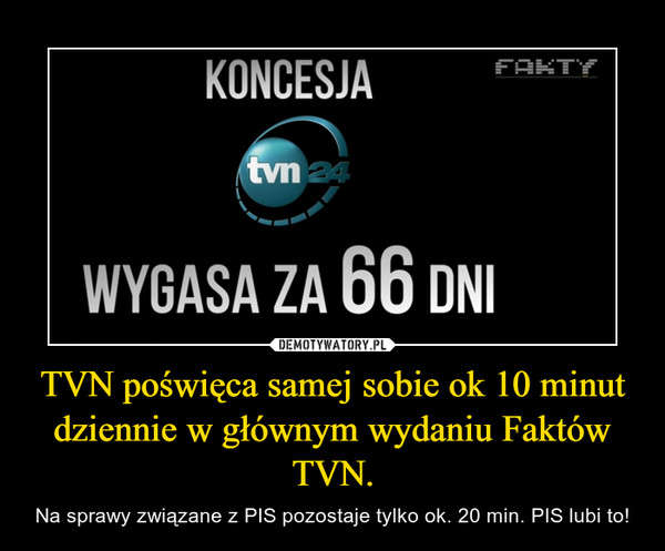 TVN poświęca samej sobie ok 10 minut dziennie w głównym wydaniu Faktów TVN.