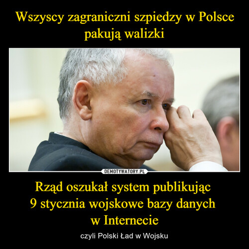 Wszyscy zagraniczni szpiedzy w Polsce pakują walizki Rząd oszukał system publikując 
9 stycznia wojskowe bazy danych 
w Internecie