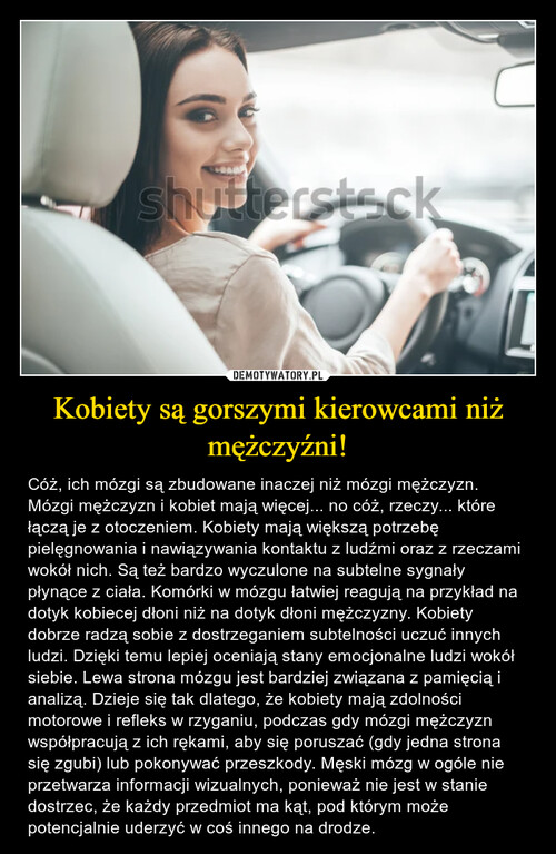 Kobiety są gorszymi kierowcami niż mężczyźni!