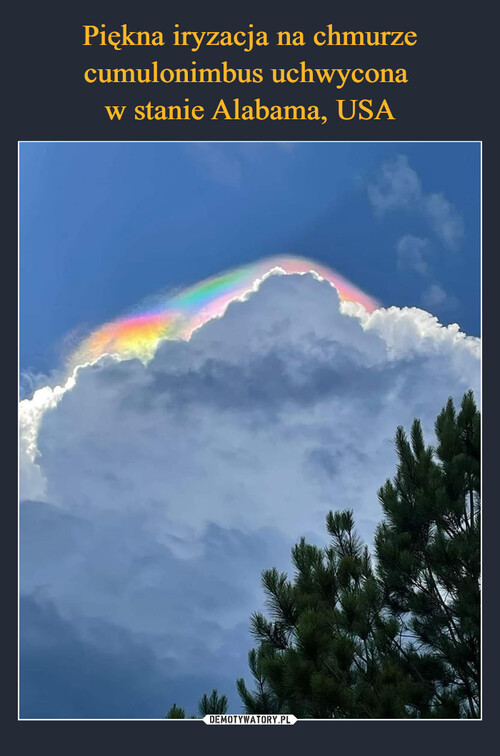 Piękna iryzacja na chmurze cumulonimbus uchwycona 
w stanie Alabama, USA