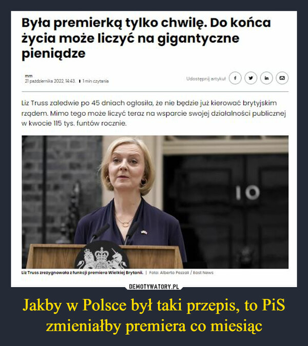 Jakby w Polsce był taki przepis, to PiS zmieniałby premiera co miesiąc