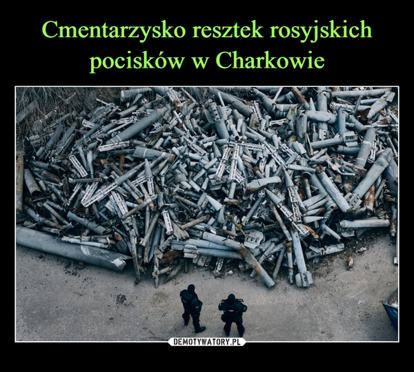 Cmentarzysko resztek rosyjskich pocisków w Charkowie
