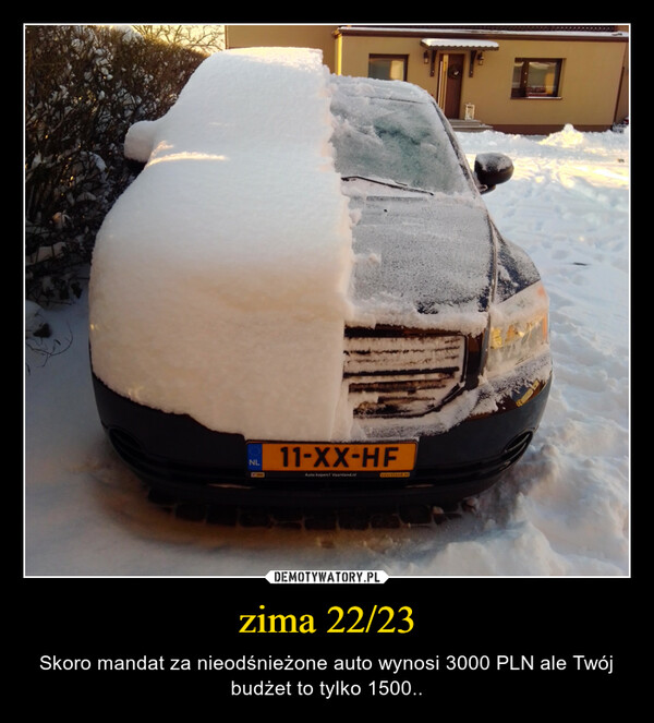 zima 22/23 – Skoro mandat za nieodśnieżone auto wynosi 3000 PLN ale Twój budżet to tylko 1500.. 