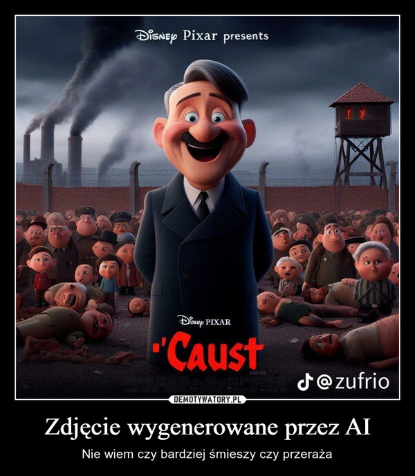 Zdjęcie wygenerowane przez AI – Nie wiem czy bardziej śmieszy czy przeraża Disney Pixar presentsDisaup PIXAR'CaustMEGCHEJ@zufrio