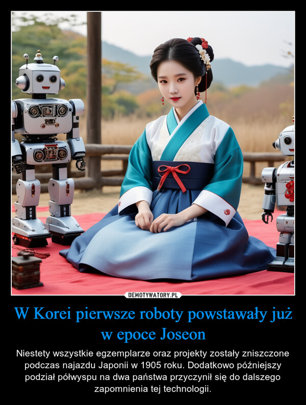 W Korei pierwsze roboty powstawały już w epoce Joseon – Niestety wszystkie egzemplarze oraz projekty zostały zniszczone podczas najazdu Japonii w 1905 roku. Dodatkowo późniejszy podział półwyspu na dwa państwa przyczynił się do dalszego zapomnienia tej technologii. OLO
